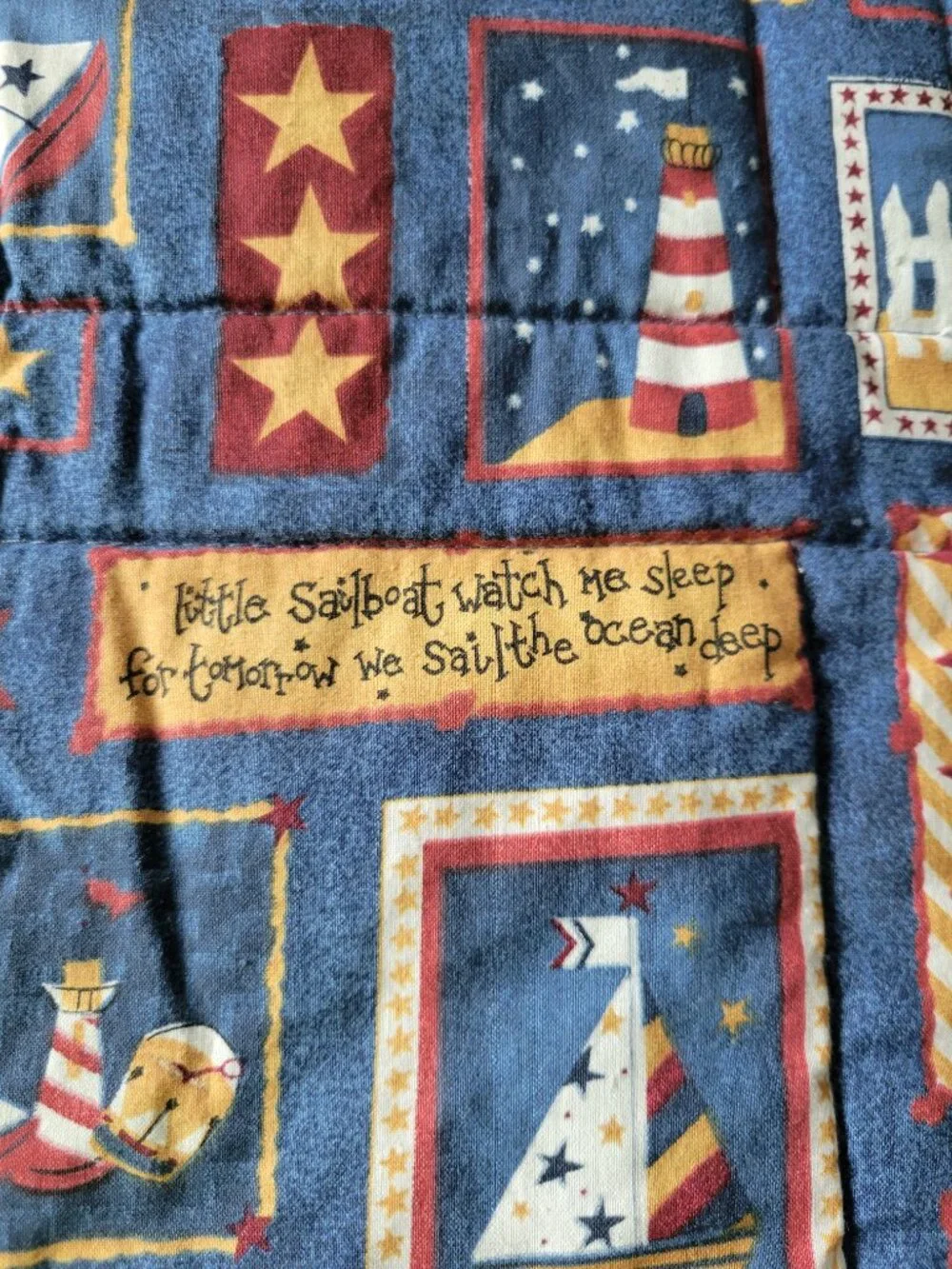 Blue Jean Teddy Daisy Kingdom Sailor Bear Americana Complete Sailboat Lighthouse